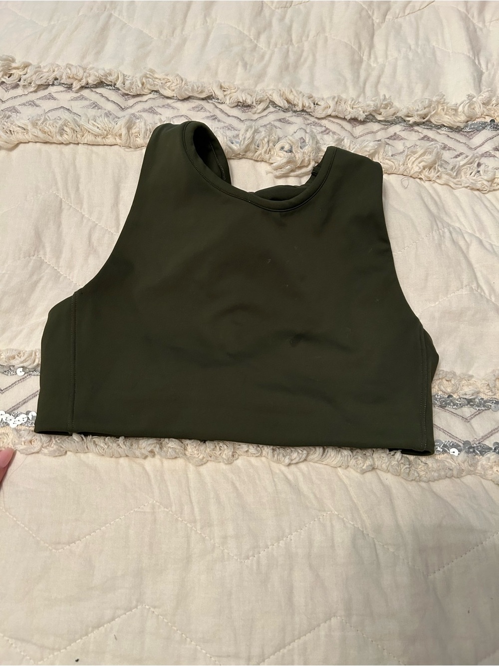 SPLIT 59 Women's Olive Green Athletic Crop Tank Top